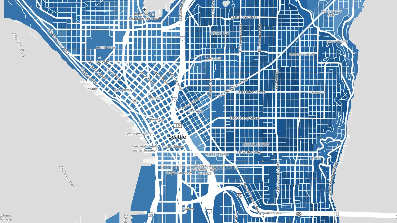 First Hill, Seattle, WA block-group political-lean map