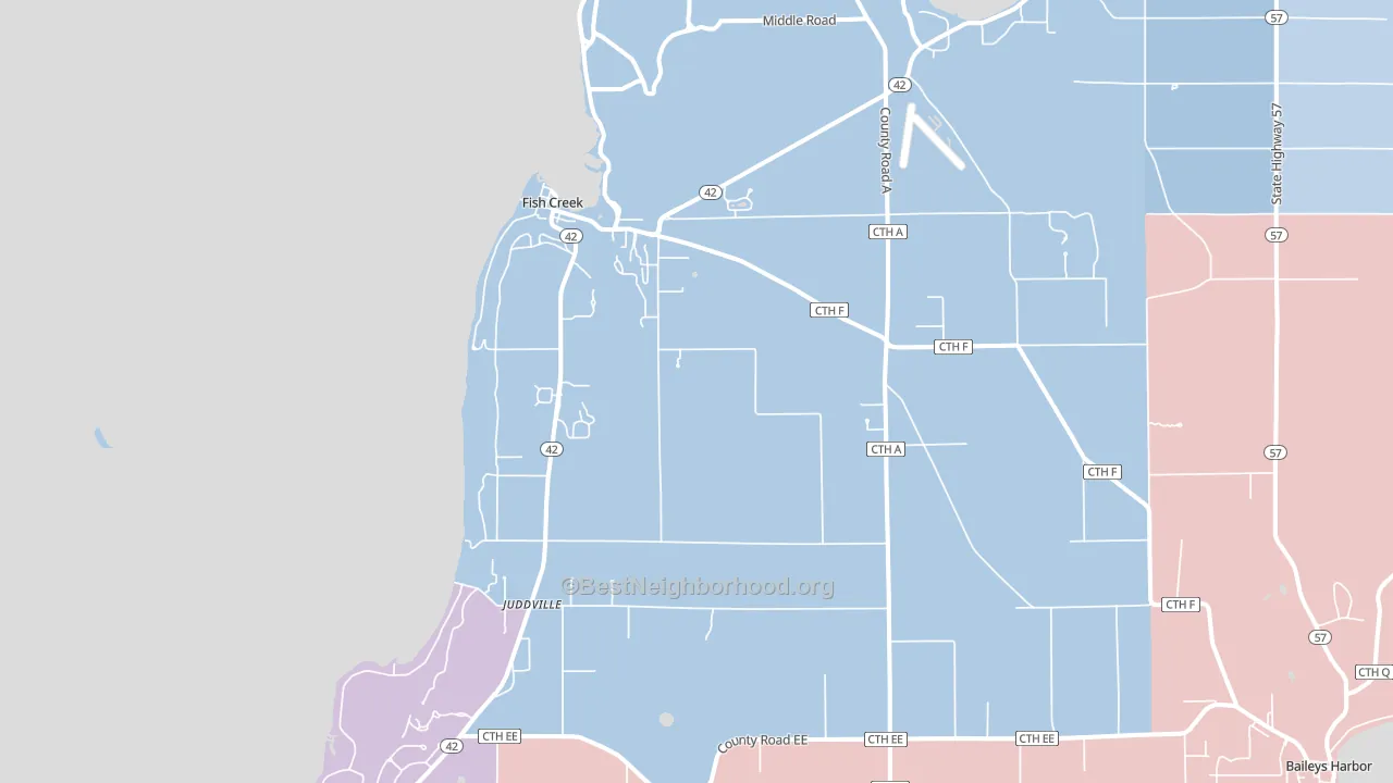 Fish Creek, WI block-group political-lean map