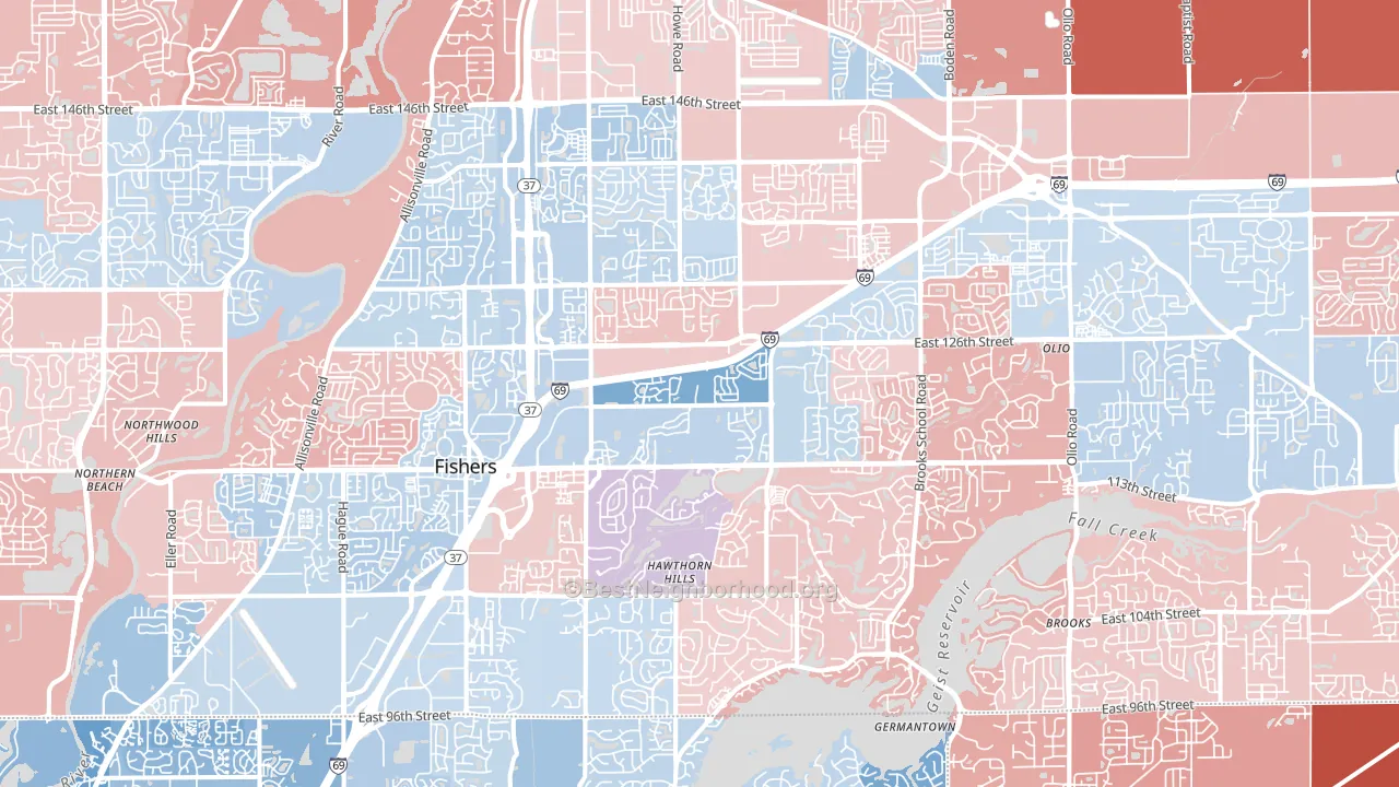 Fishers, IN block-group political-lean map