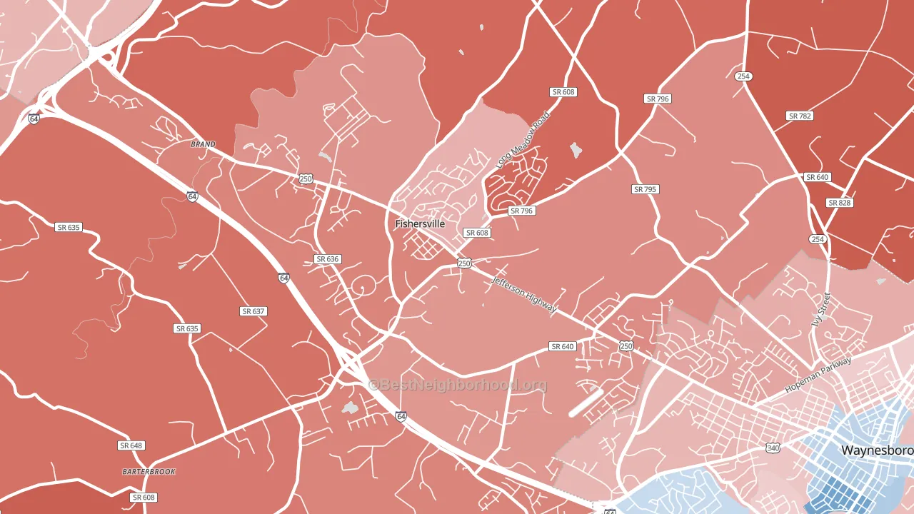 Fishersville, VA block-group political-lean map