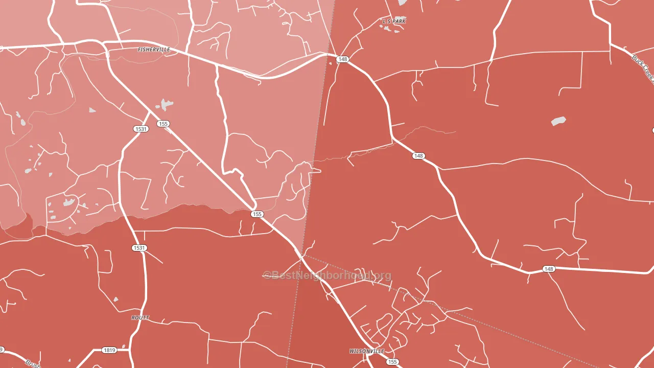 Fisherville, KY block-group political-lean map