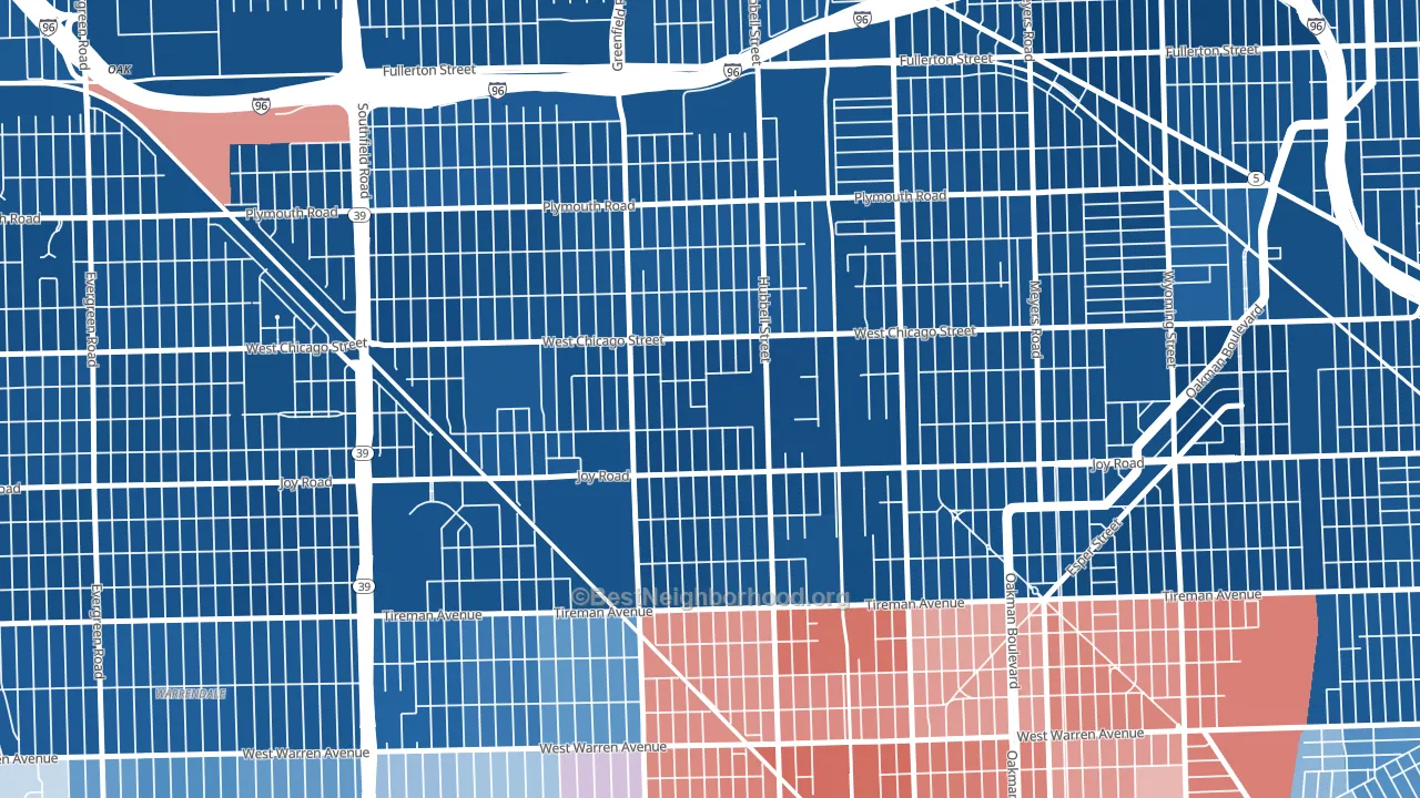 Fishkorn, Detroit, MI block-group political-lean map
