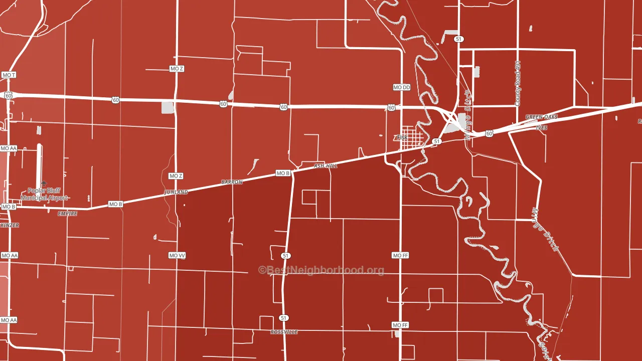 Fisk, MO block-group political-lean map