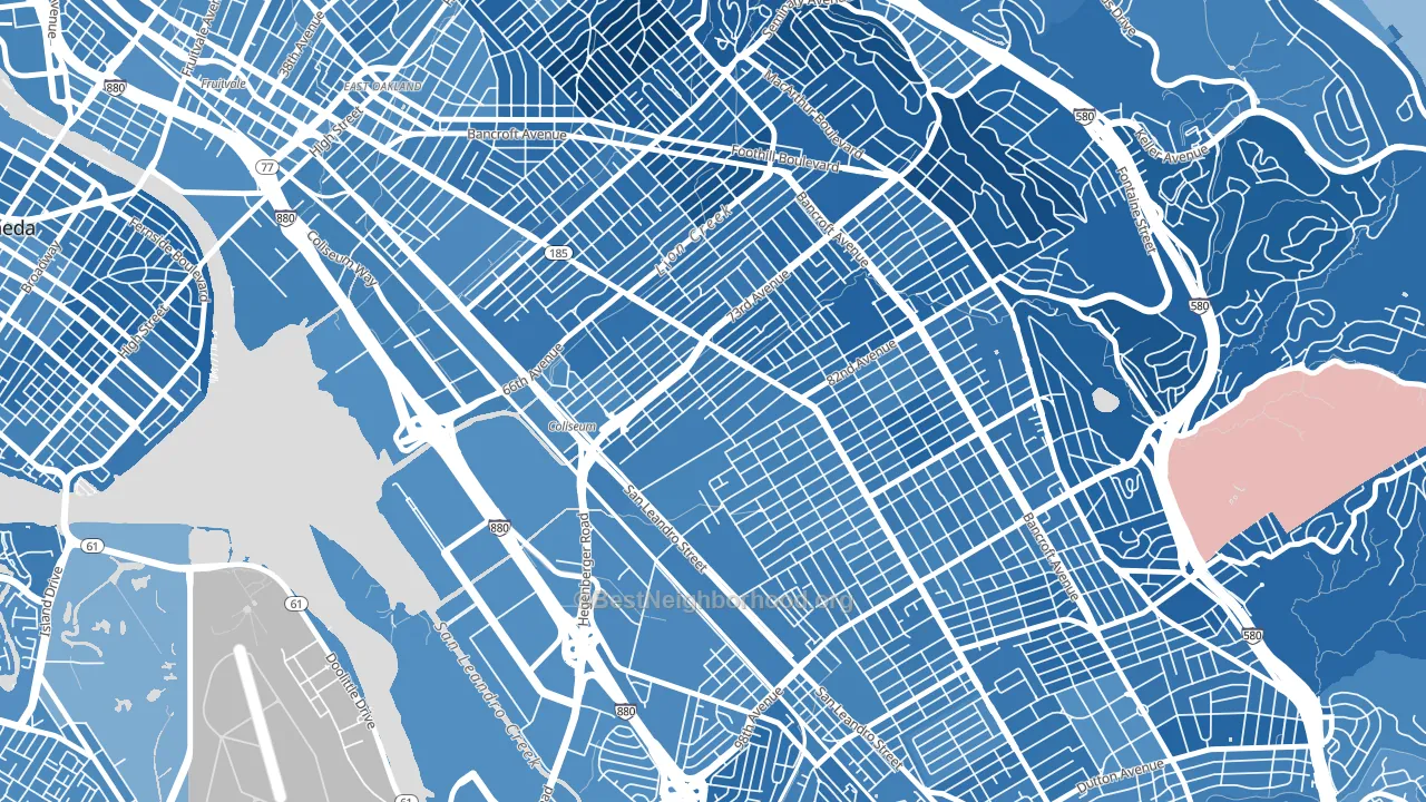 Fitchburg, Oakland, CA block-group political-lean map