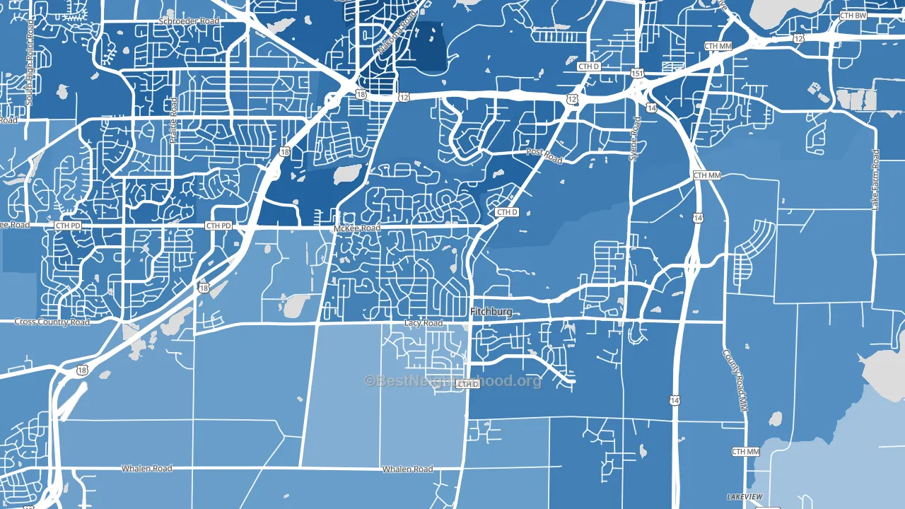 Fitchburg, WI block-group political-lean map
