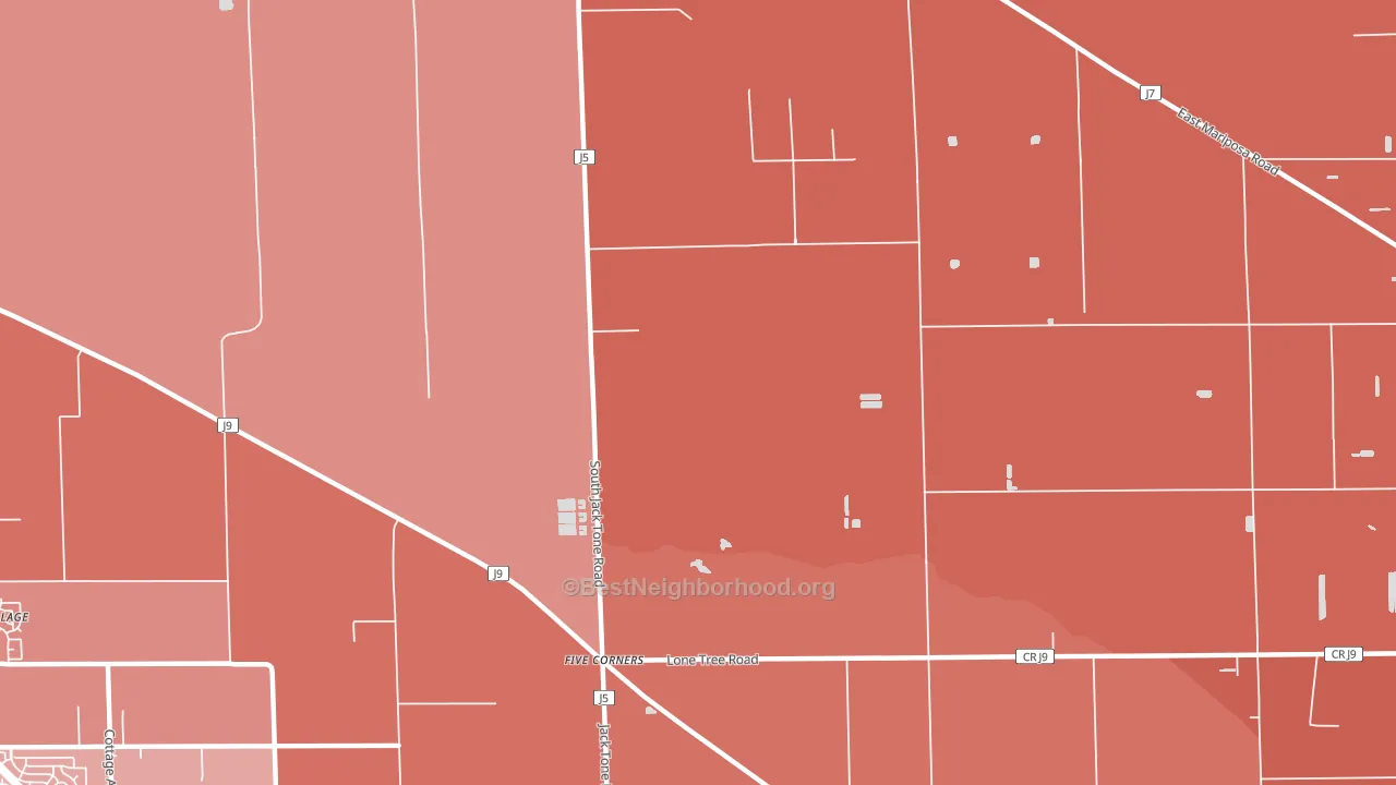 Five Corners, CA block-group political-lean map