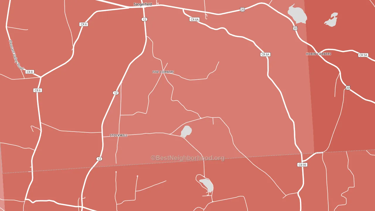 Five Corners, NY block-group political-lean map