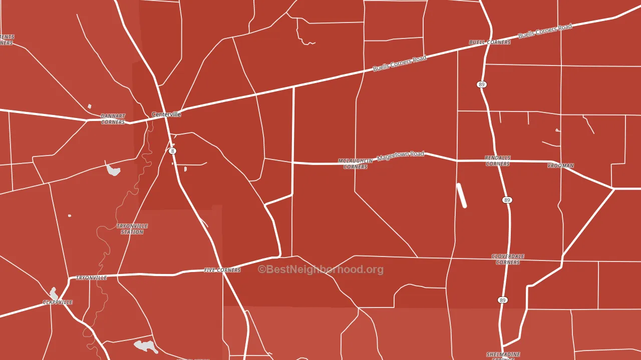 Five Corners, PA block-group political-lean map