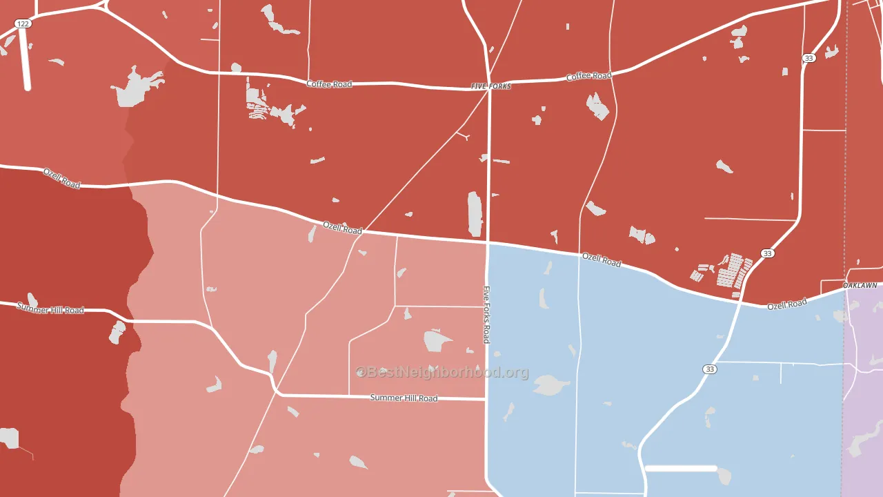 Five Forks, GA block-group political-lean map