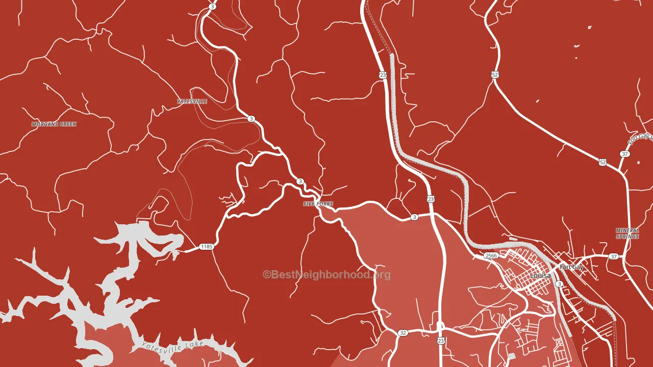 Five Forks, KY block-group political-lean map