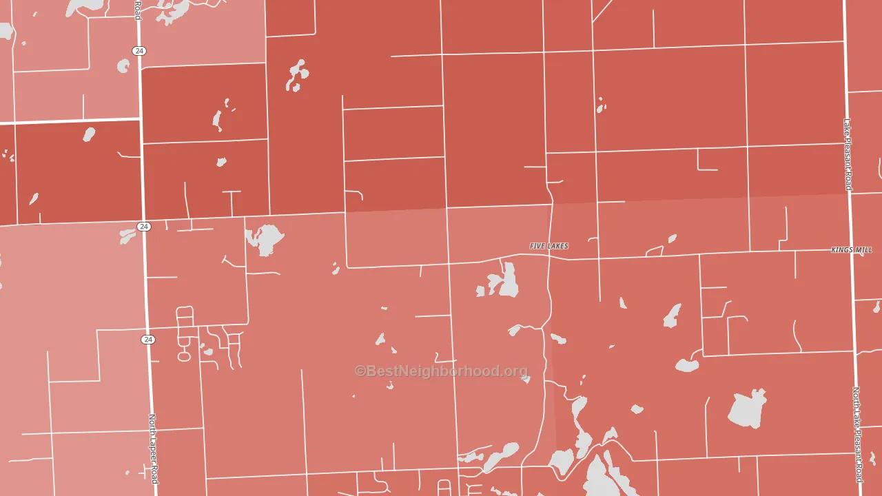 Five Lakes, MI block-group political-lean map