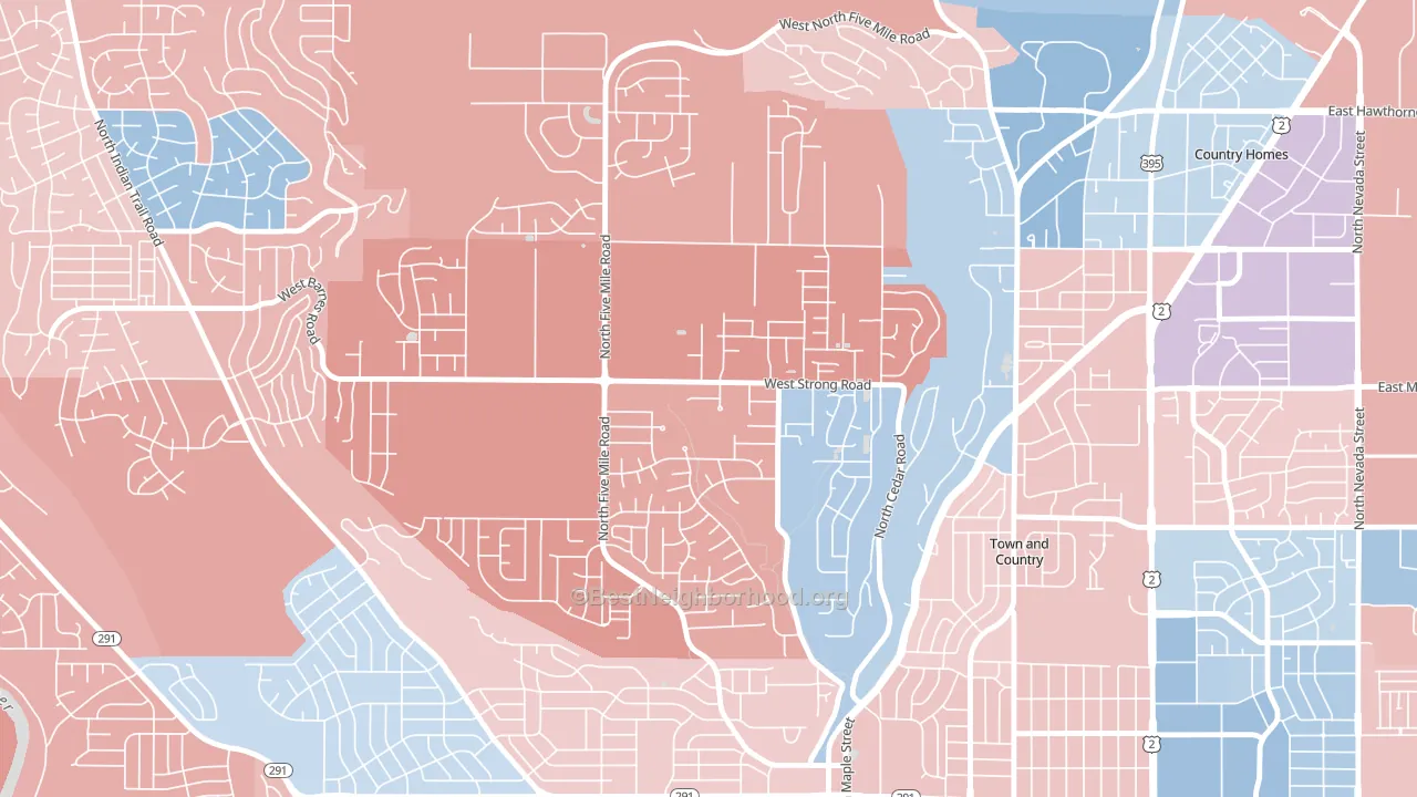 Five Mile Prairie, Spokane, WA block-group political-lean map