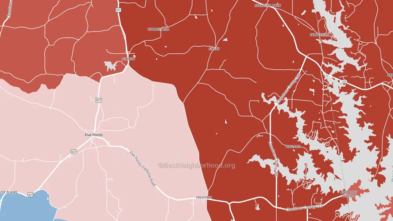 Five Points, AL block-group political-lean map