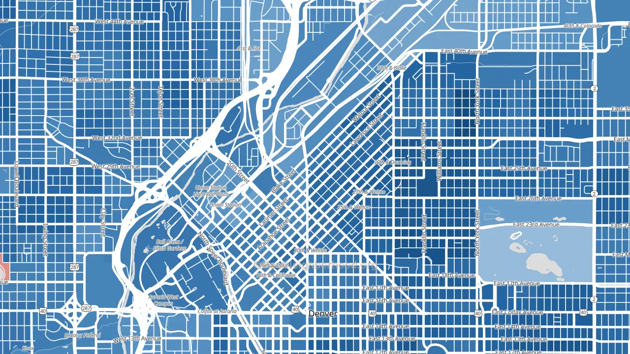 Five Points, Denver, CO block-group political-lean map