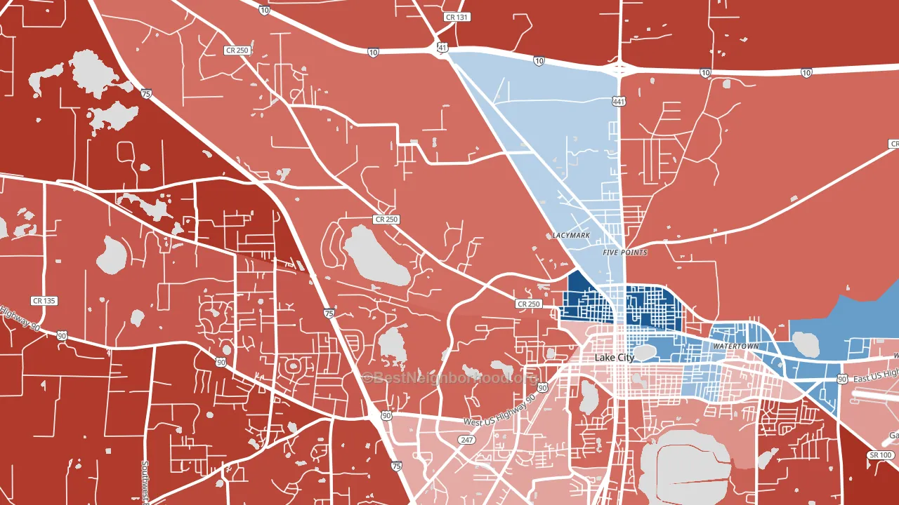 Five Points, FL block-group political-lean map