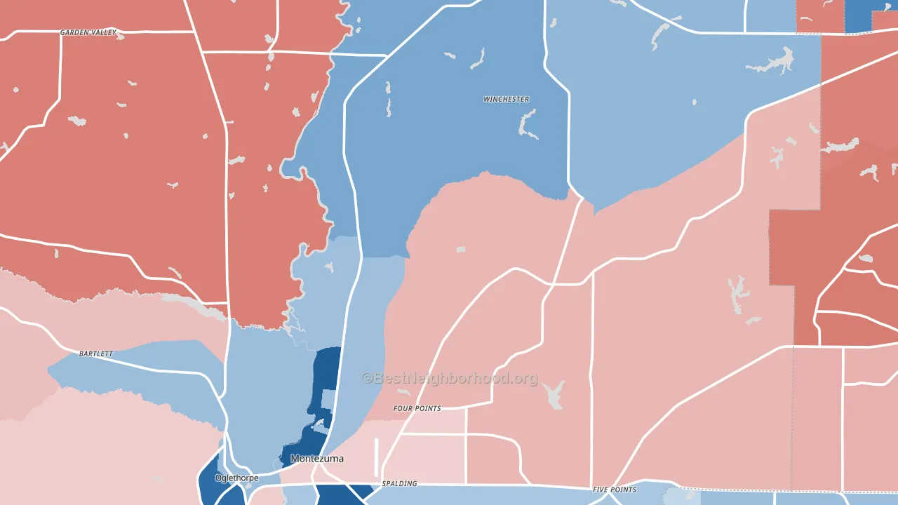Five Points, GA block-group political-lean map