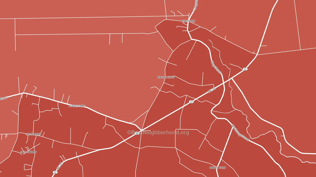 Five Points, NC block-group political-lean map