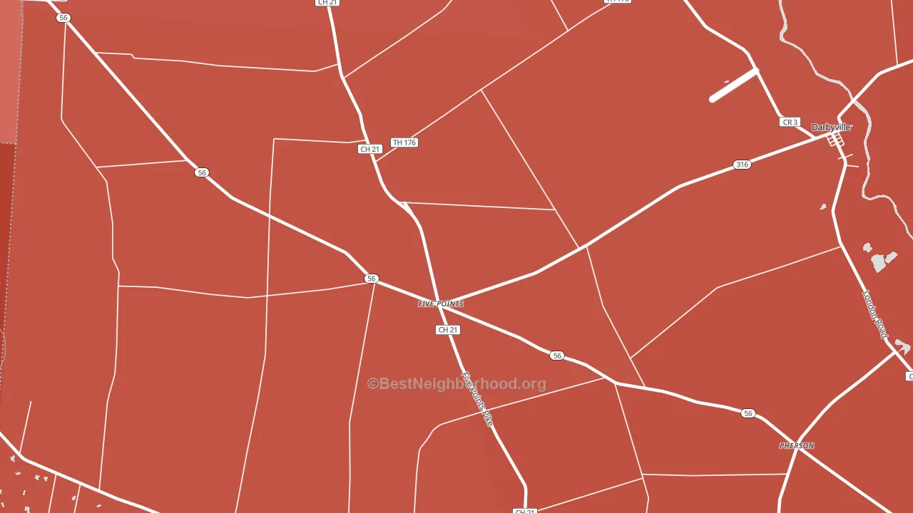 Five Points, OH block-group political-lean map
