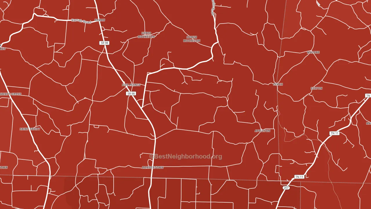 Five Points, TN block-group political-lean map