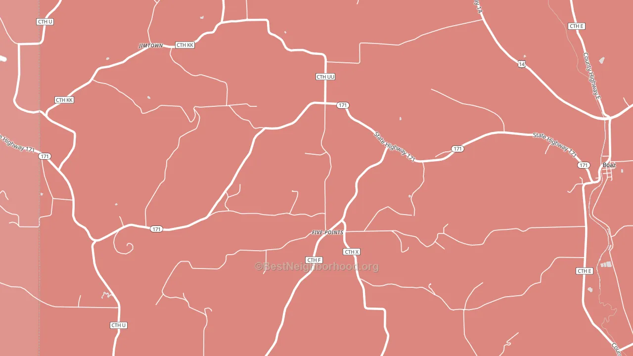 Five Points, WI block-group political-lean map