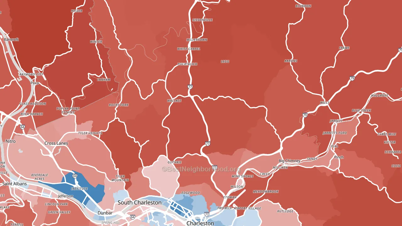 Fivemile, WV block-group political-lean map