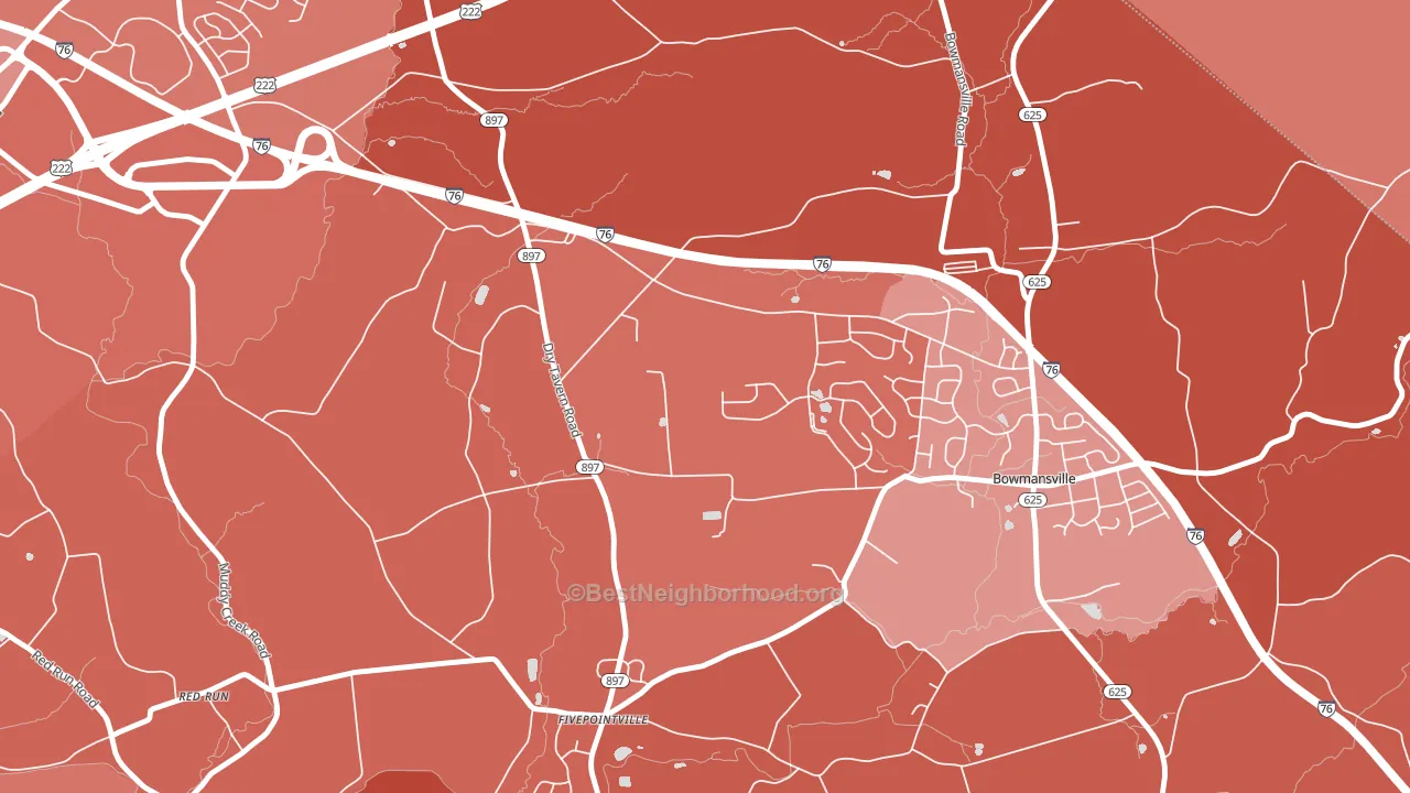 Fivepointville, PA block-group political-lean map