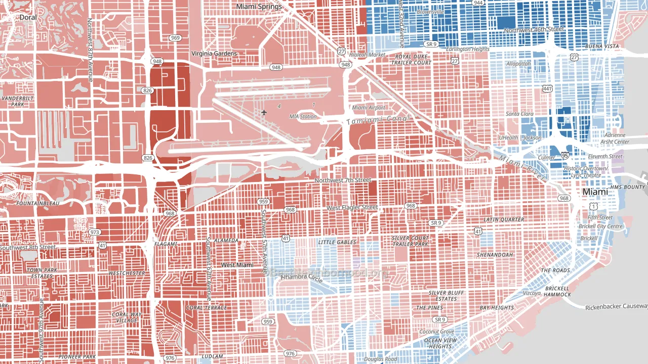 Flagami, Miami, FL block-group political-lean map