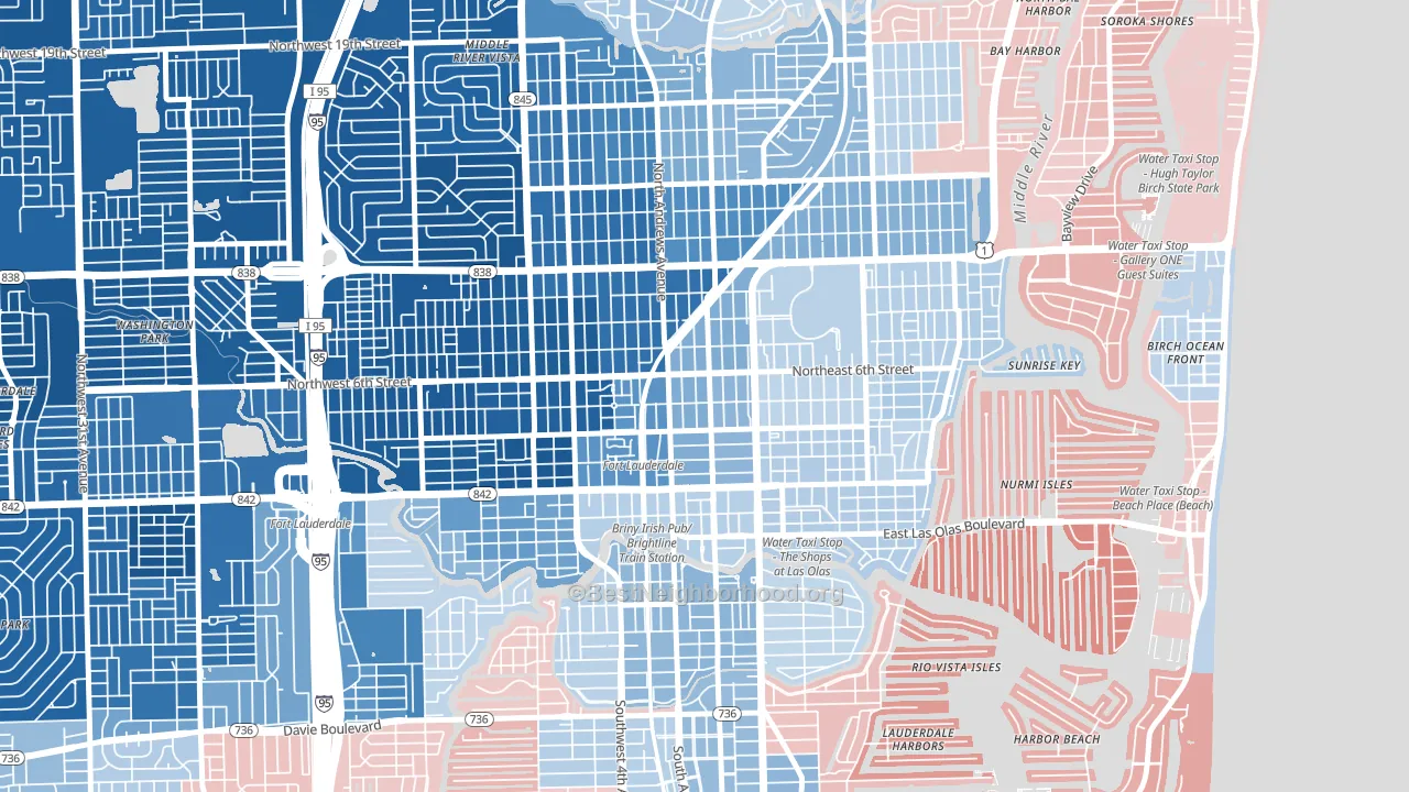 Flagler Heights, Fort Lauderdale, FL block-group political-lean map