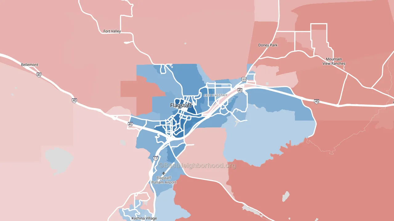 Flagstaff, AZ block-group political-lean map