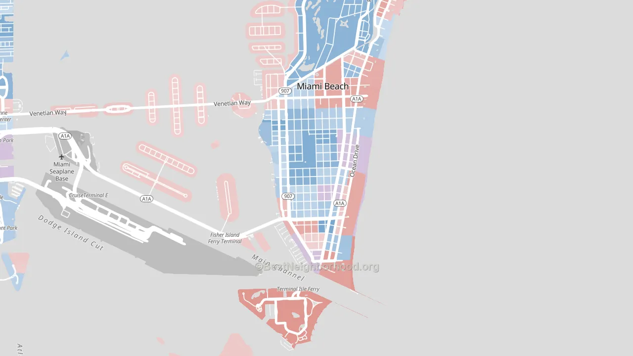 Flamingo-Lummus, Miami Beach, FL block-group political-lean map