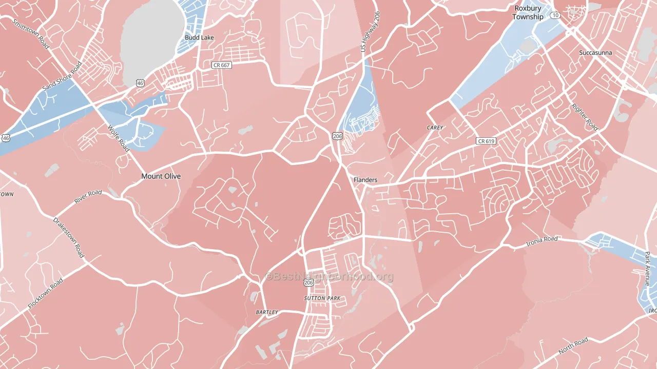 Flanders, NJ block-group political-lean map