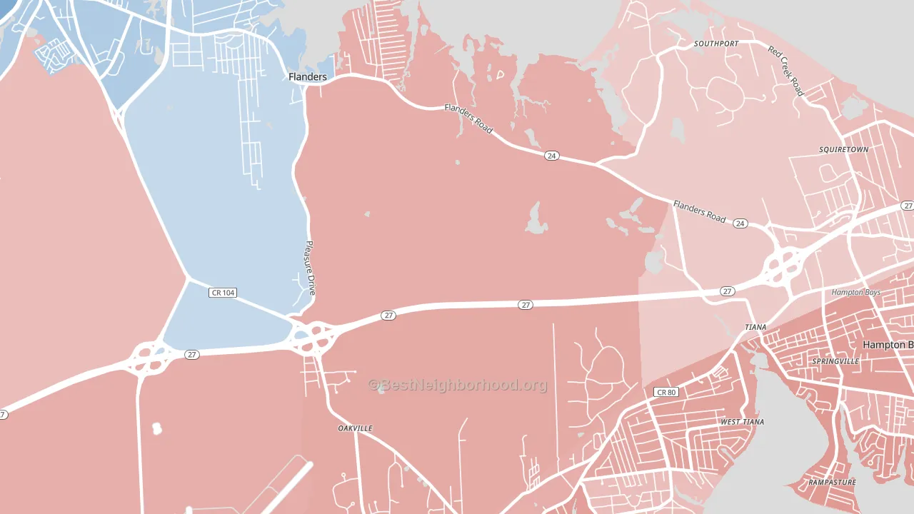 Flanders, NY block-group political-lean map