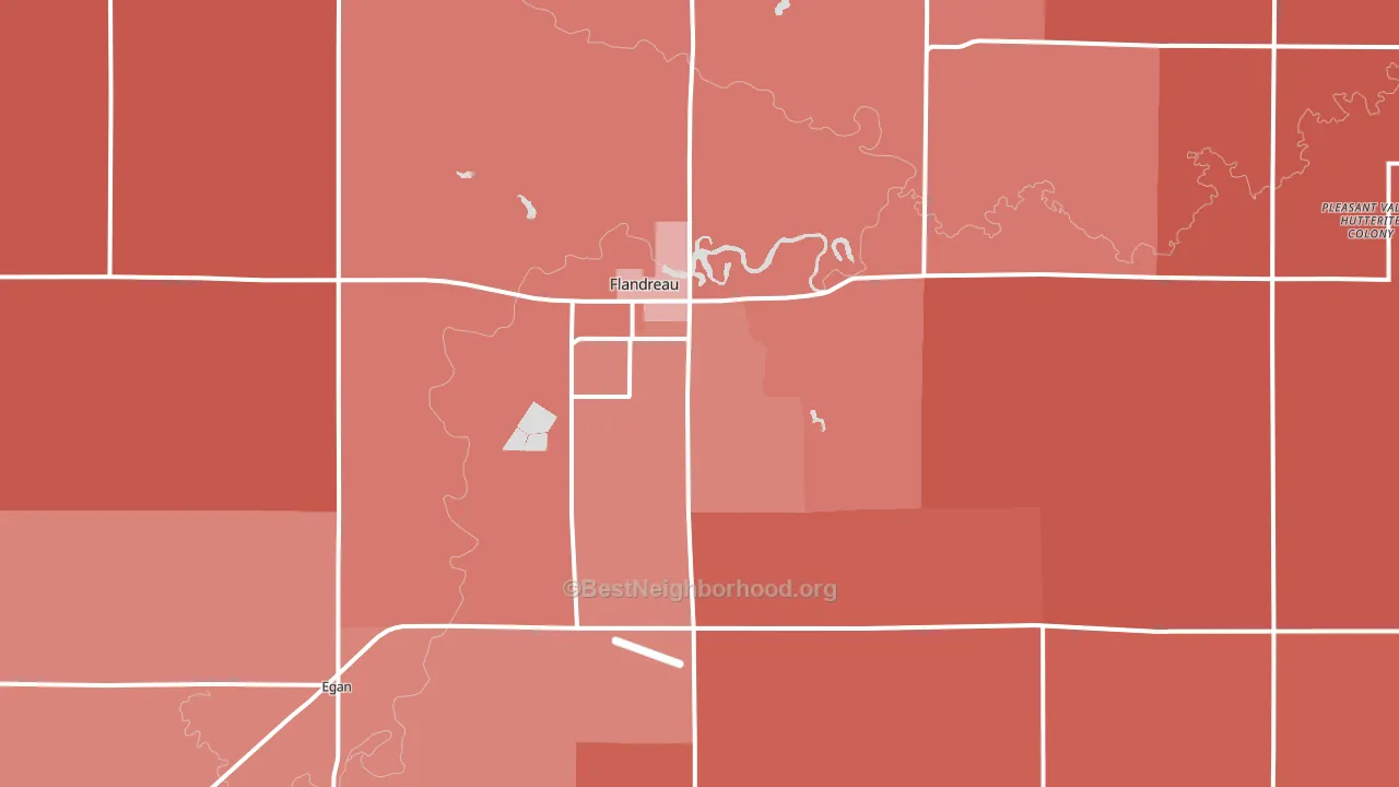 Flandreau, SD block-group political-lean map