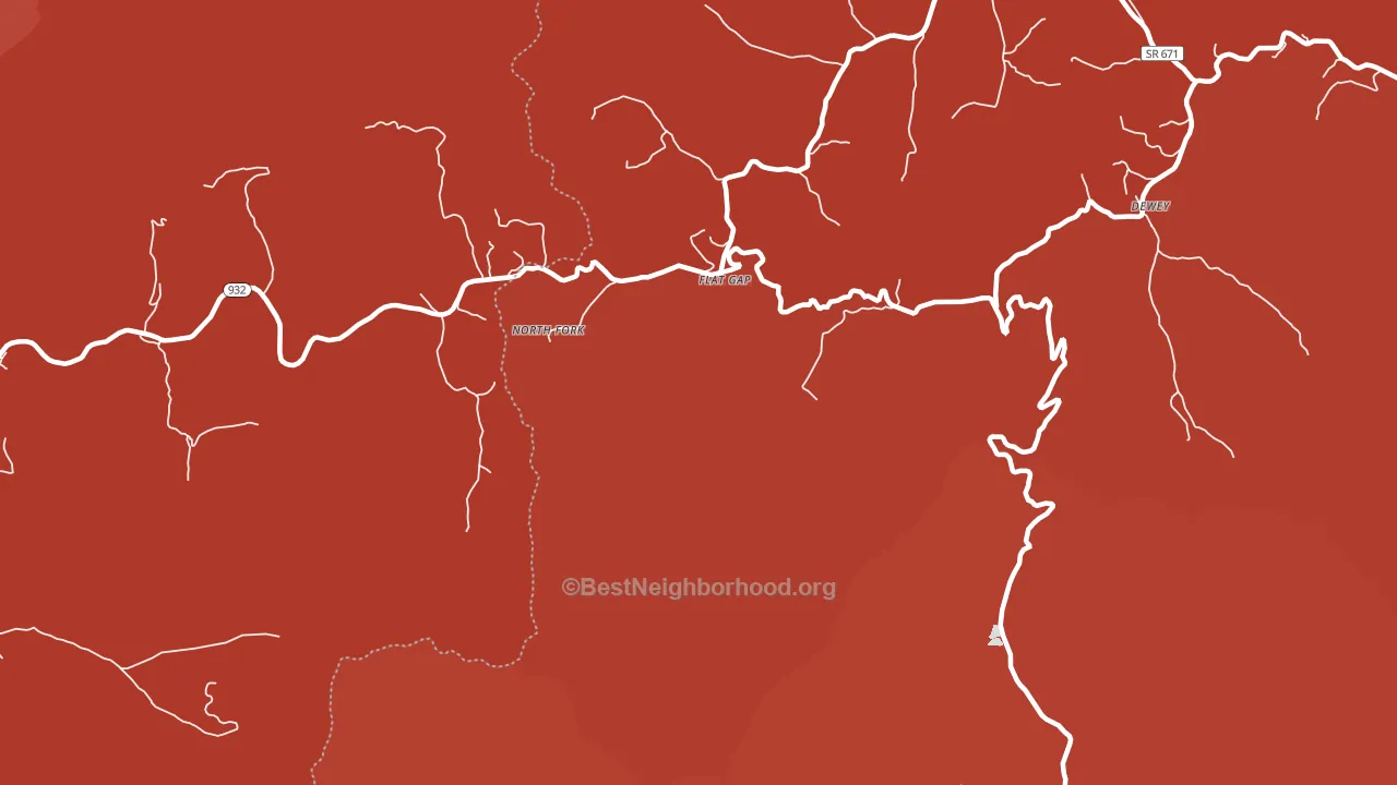 Flat Gap, VA block-group political-lean map
