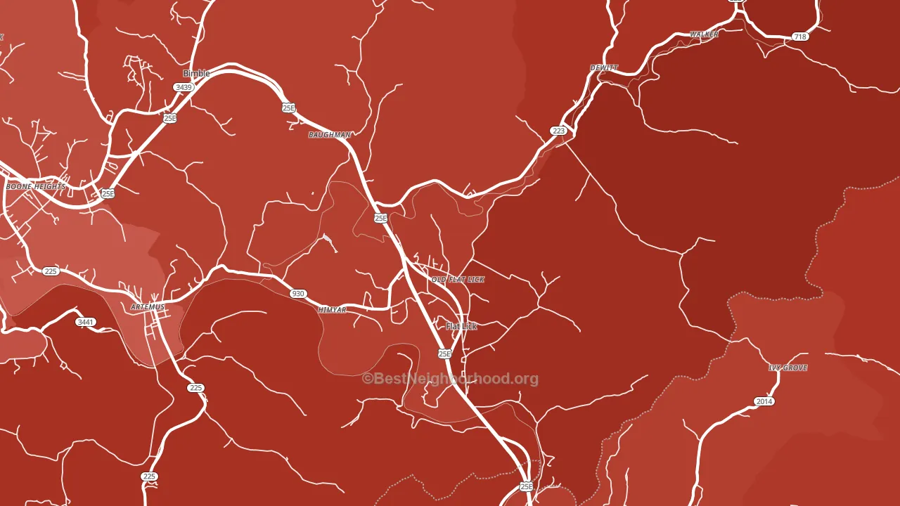 Flat Lick, KY block-group political-lean map