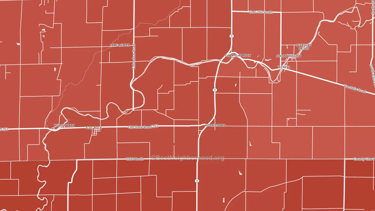 Flat Rock, IN block-group political-lean map
