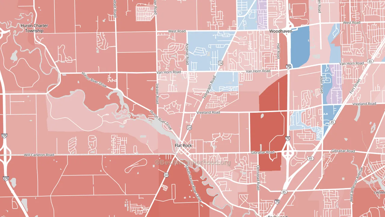 Flat Rock, MI block-group political-lean map