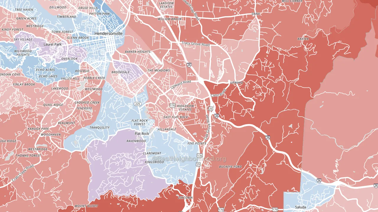 Flat Rock, NC block-group political-lean map