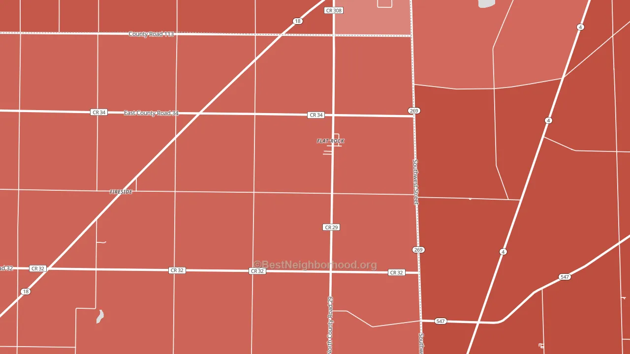 Flat Rock, OH block-group political-lean map