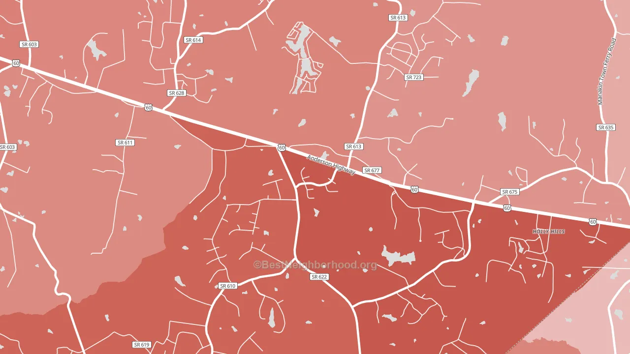 Flat Rock, VA block-group political-lean map