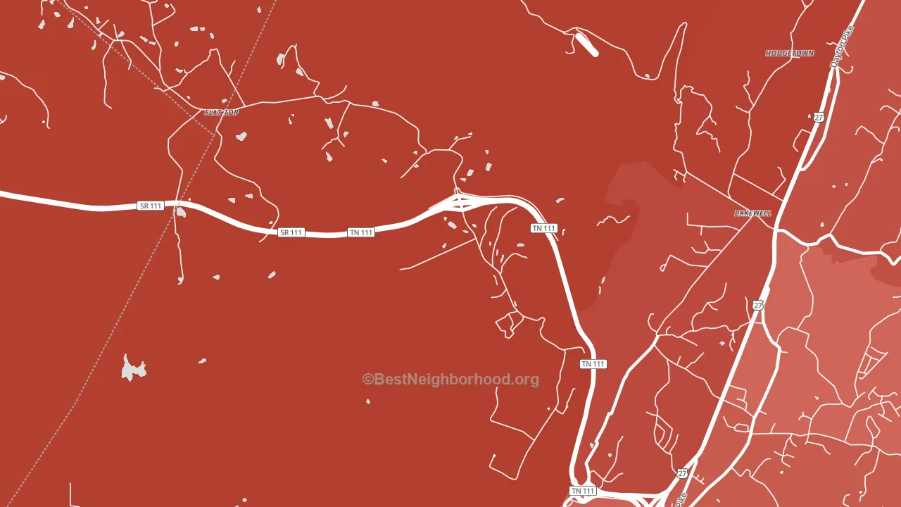 Flat Top Mountain, TN block-group political-lean map