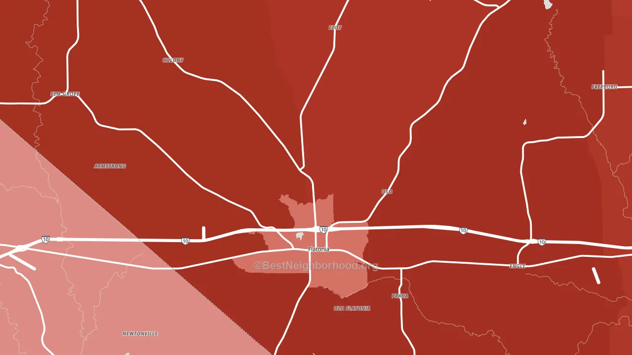 Flatonia, TX block-group political-lean map