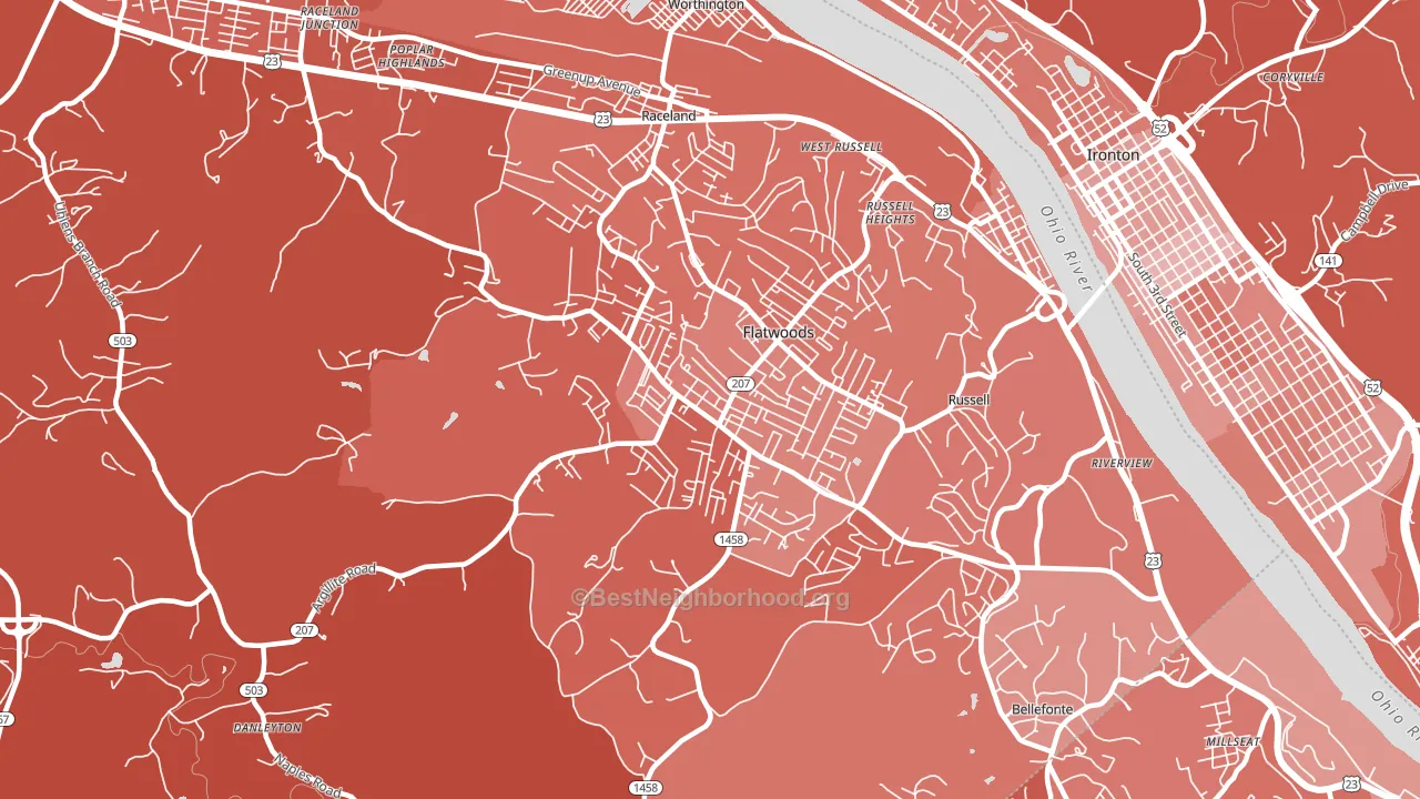 Flatwoods, KY block-group political-lean map