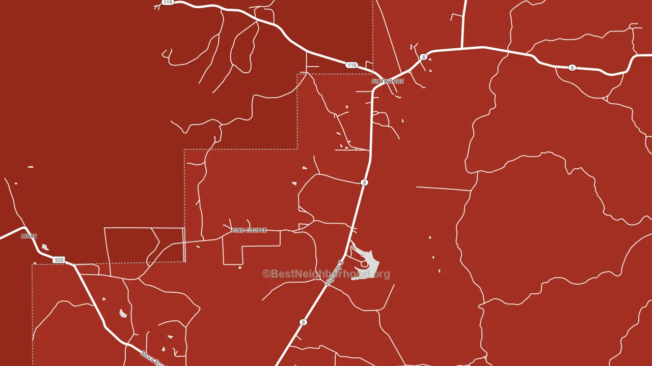Flatwoods, LA block-group political-lean map