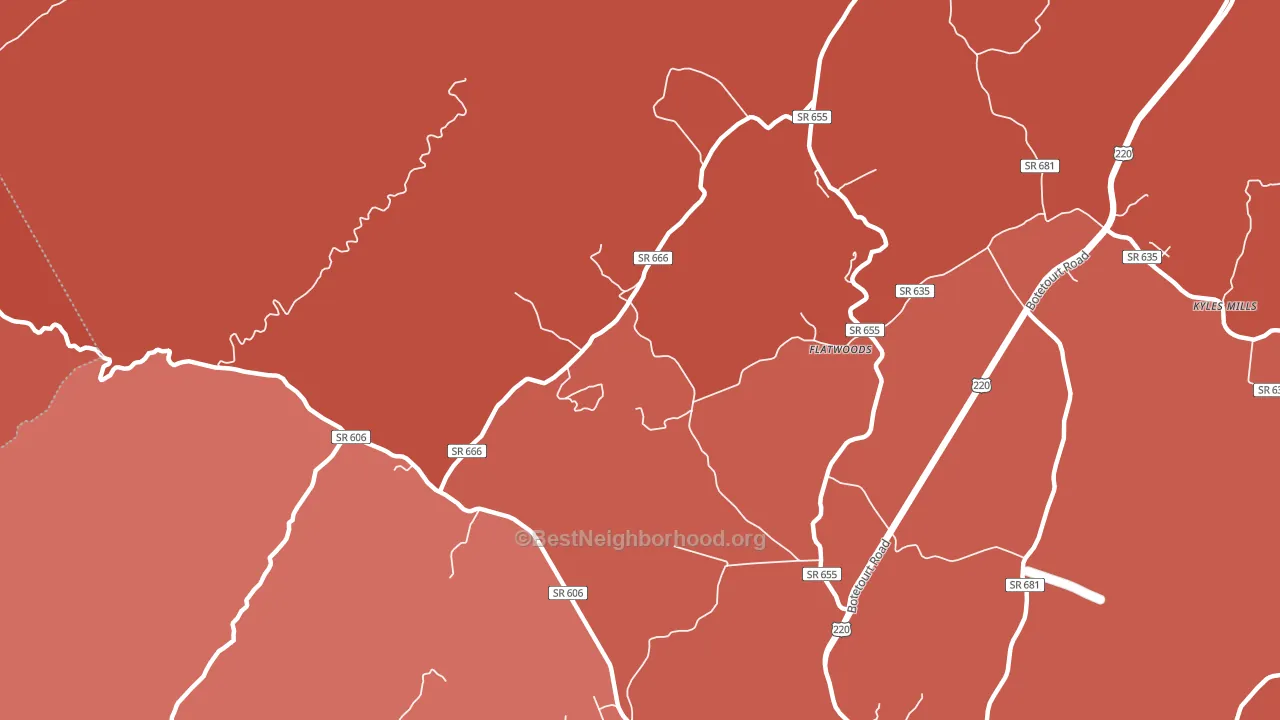 Flatwoods, VA block-group political-lean map