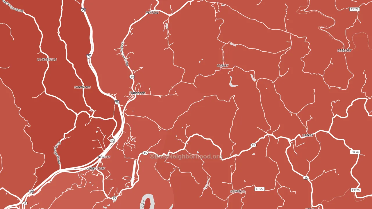 Flatwoods, WV block-group political-lean map