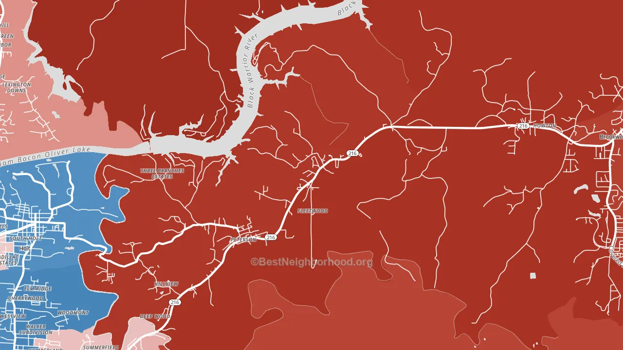Fleetwood, AL block-group political-lean map