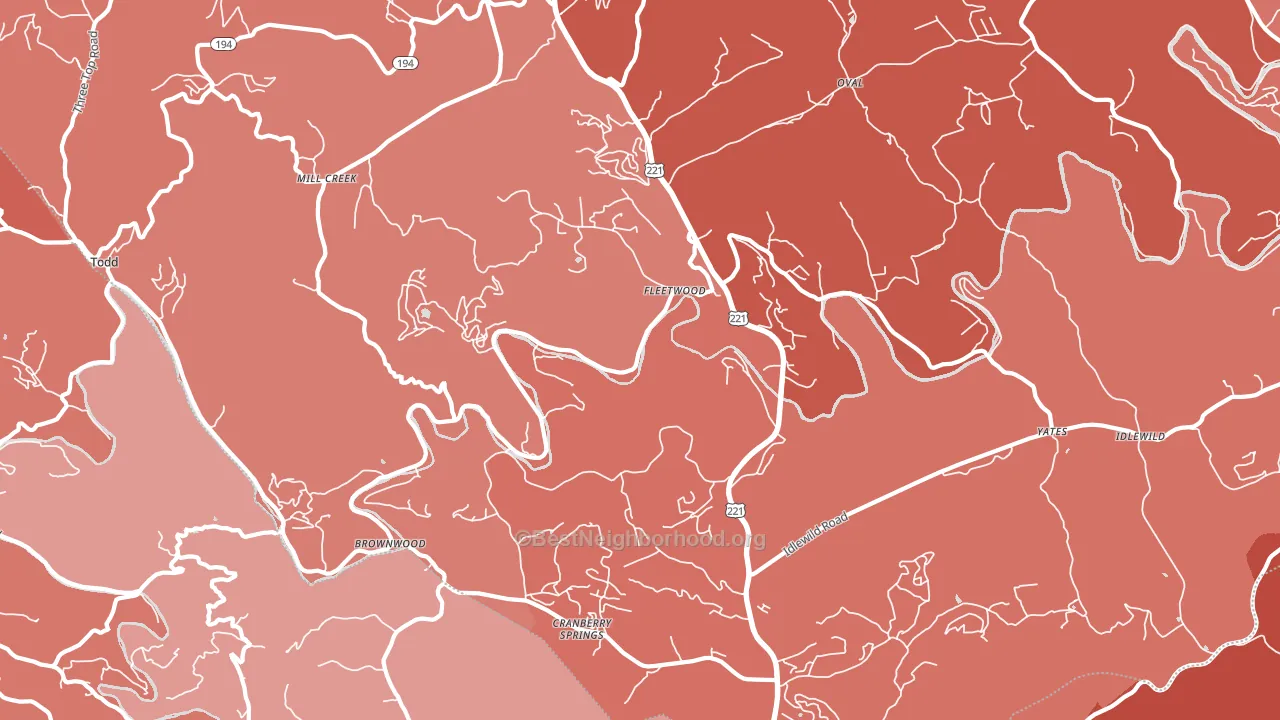 Fleetwood, NC block-group political-lean map