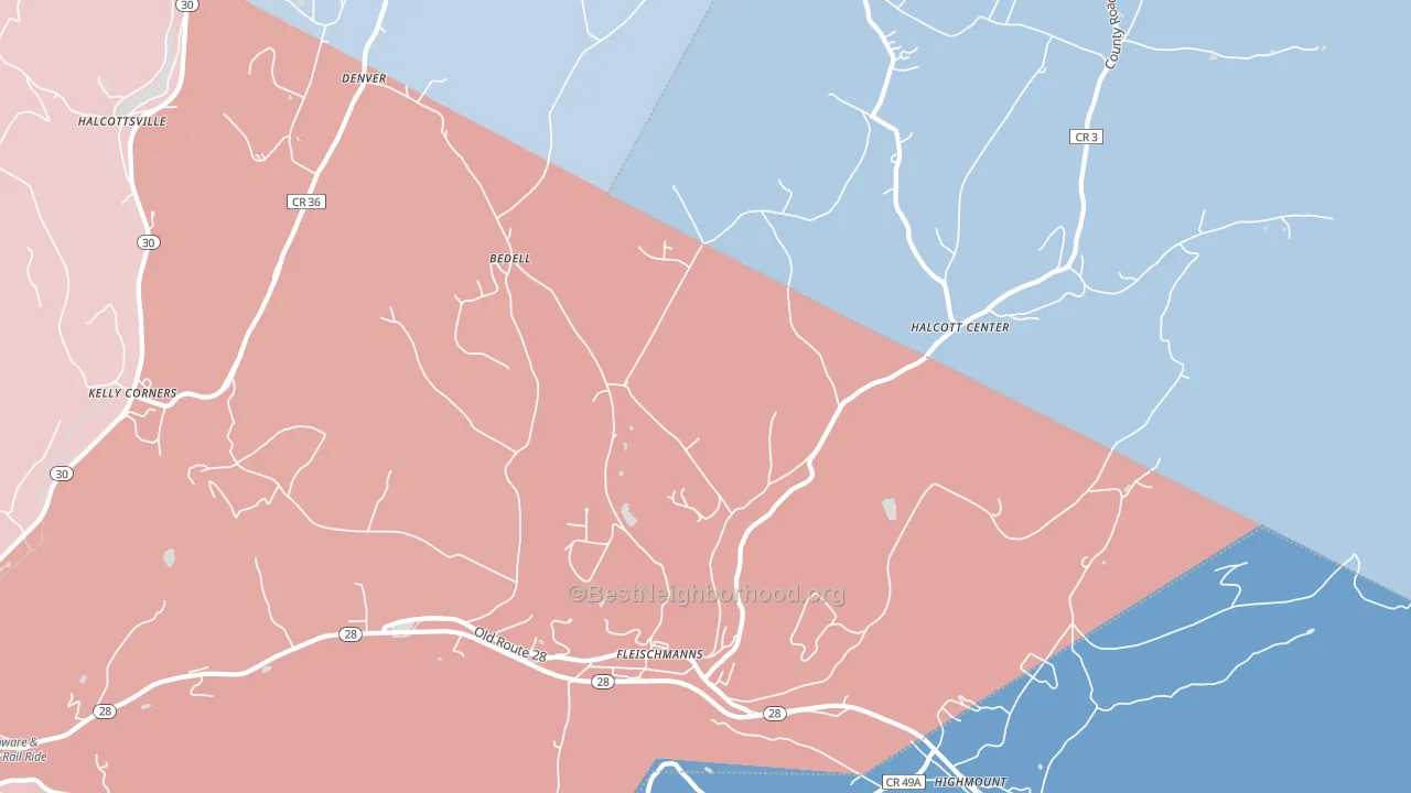 Fleischmanns, NY block-group political-lean map