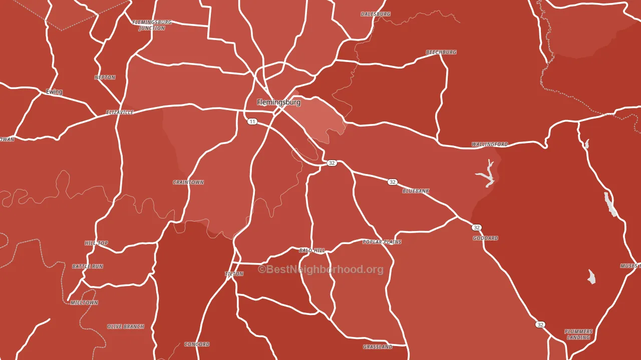 Fleming County, KY block-group political-lean map